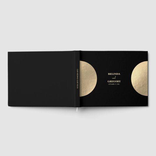 Livre D'or Mariage Abstrait moderne Noir & Or contemporain (Complet)