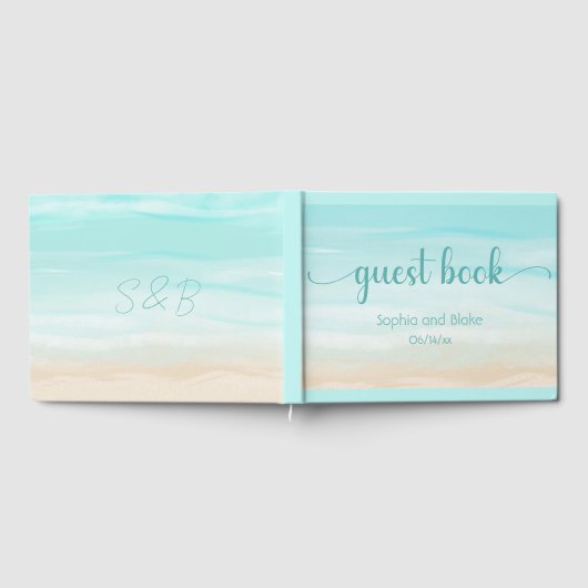 Livre D'or Mariage Abstrait moderne sur la plage (Complet)