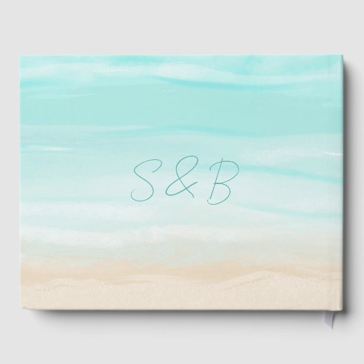 Livre D'or Mariage Abstrait moderne sur la plage (Verso)