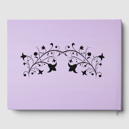 Livre D'or Mariage Anniversaire Abstrait Fleurs noires violet (Verso)