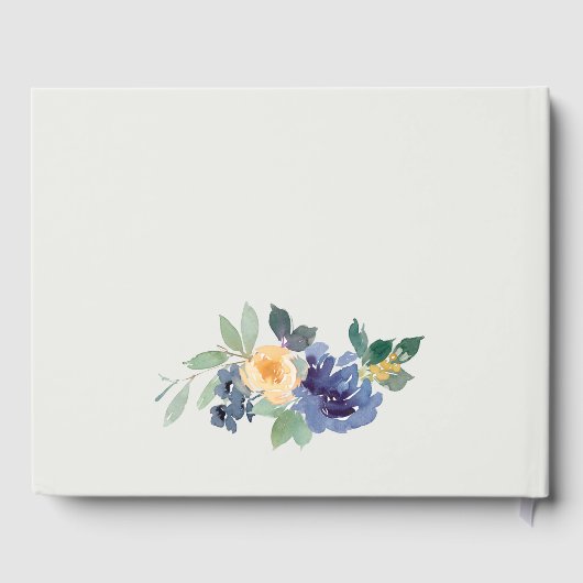 Livre D'or Mariage aquarelle floral jaune bleu joyeux (Verso)