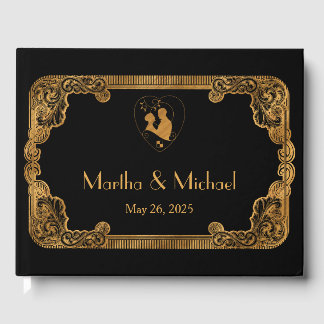Livre D'or Mariage Art Déco Vintage à motif doré