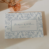 Mariage au motif chinoiserie bleu poussiéreux