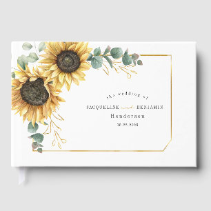 Livre D'or Mariage au tournesol et eucalyptus écriture floral