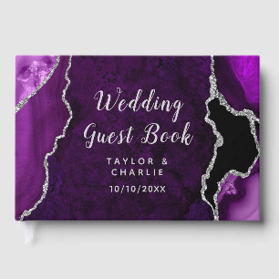 Livre D'or Mariage Bille d'Agate Violette et Argentée