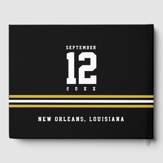 Livre d'or Mariage Black White Gold personnalisé (Verso)