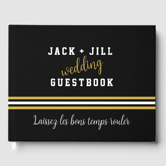 Livre d'or Mariage Black White Gold personnalisé (Recto)