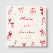 Livre D'or Mariage blanc rouge tiré main (Recto)