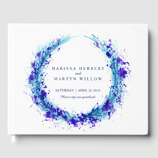 Livre d'or mariage bleu aqua aquarelle (Recto)