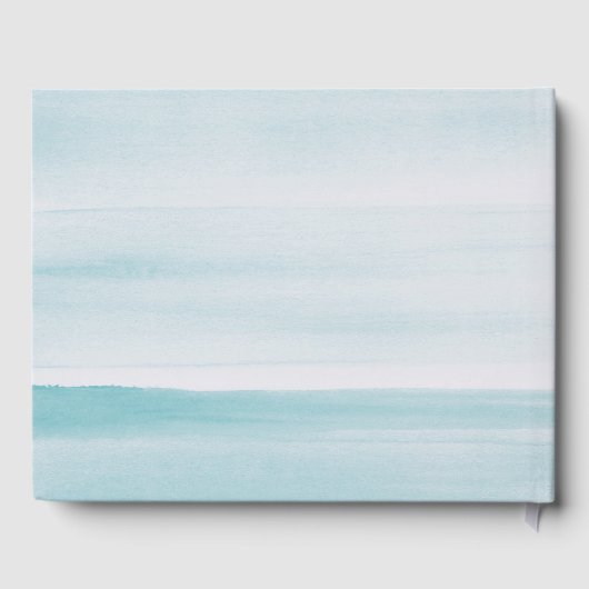 Livre D'or Mariage bleu aquarelle. Classique nautique élégant (Verso)