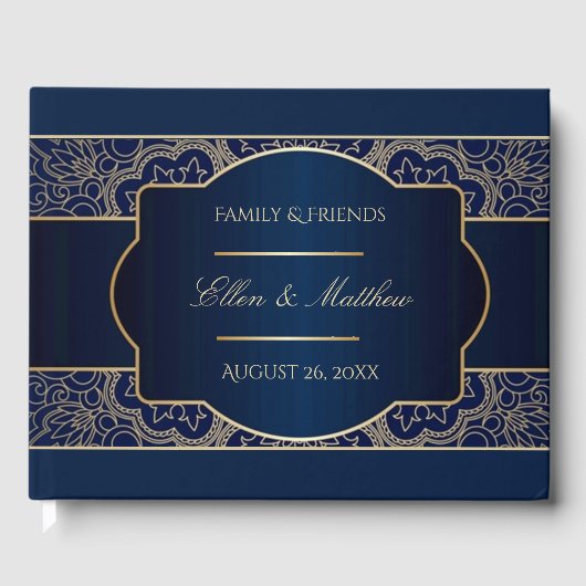 Livre d'or Mariage bleu de luxe (Recto)