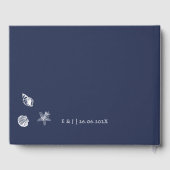 Livre D'or Mariage bleu marine classique océanique nautique (Verso)