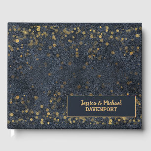 Livre D'or Mariage Bleu Nuit Or Bokeh