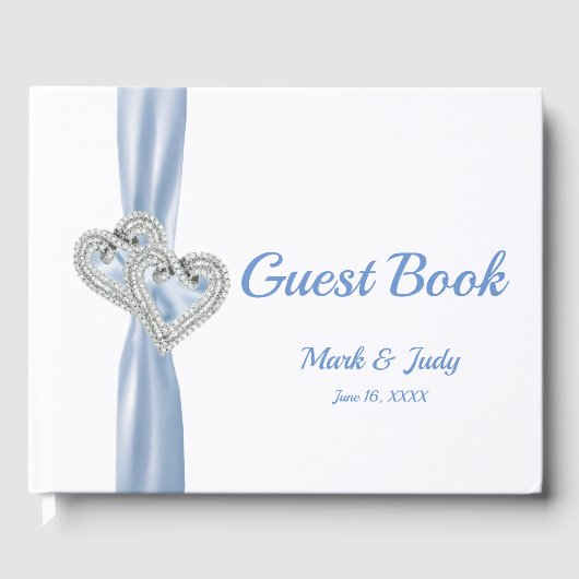 Livre d'or Mariage Blue Diamond Hearts (Recto)