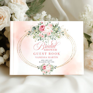 Livre D'or Mariage Bohème Élégant Roses Fuschia Or Shower de