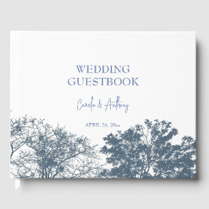 Livre D'or Mariage Boho Arbres Bleus Bas