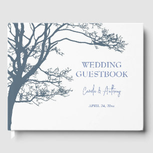 Livre D'or Mariage Boho d'arbre simple bleu