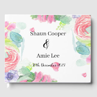 Livre D'or Mariage Boho doux aquarelle