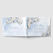 Livre D'or Mariage Boho Elegant Dusty Blue et Fleurs d'ivoire (Complet)