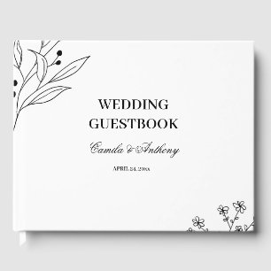 Livre D'or Mariage Boho floral noir et blanc