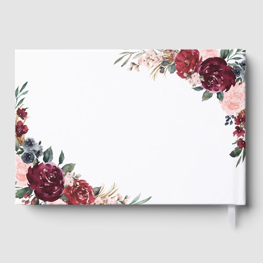 Livre D'or Mariage boho rustique bordeaux aquarelle (Verso)