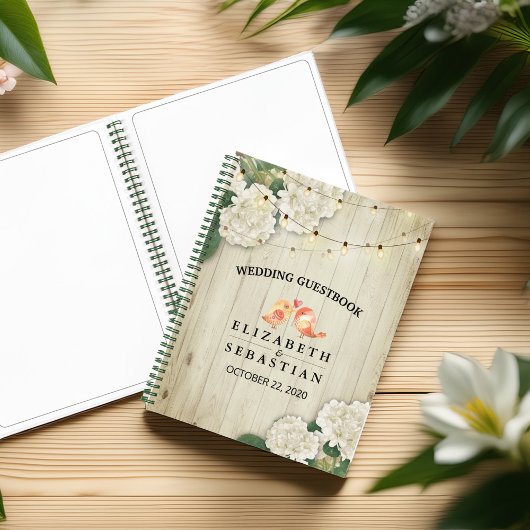 Livre d'or mariage Bois rustique Lumières à cordes