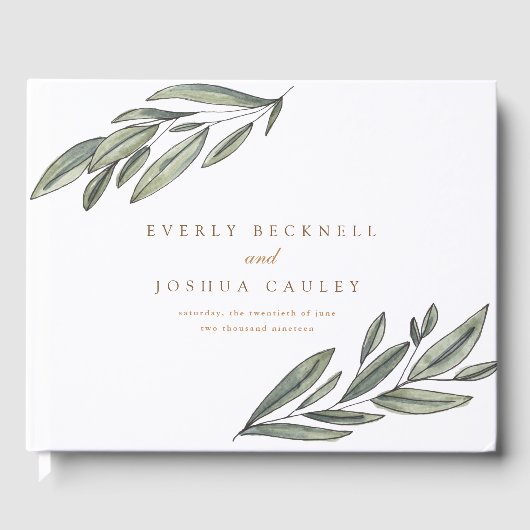 Livre D'or Mariage botanique À feuillage persistant romantiqu (Recto)