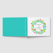 Livre D'or Mariage botanique de couronne florale turquoise (Complet)