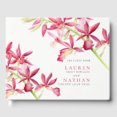 Livre D'or Mariage botanique des fleurs d'orchidées rouges (Recto)