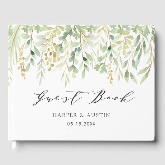 Livre D'or Mariage botanique du feuillage vert (Recto)