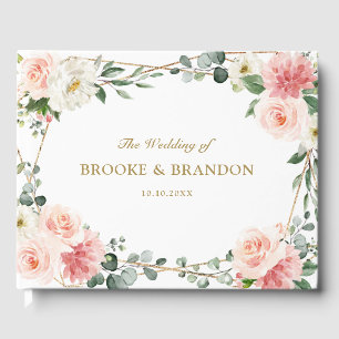 Livre D'or Mariage botanique géométrique rose pâle