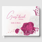 Livre D'or mariage botanique romantique fuchsia fleurs blanch (Recto)