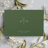 Mariage botanique vert simple minimal Monogramme