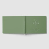 Livre D'or Mariage botanique vert simple minimal Monogramme (Complet)