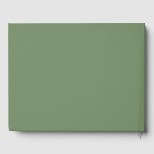 Livre D'or Mariage botanique vert simple minimal Monogramme (Verso)