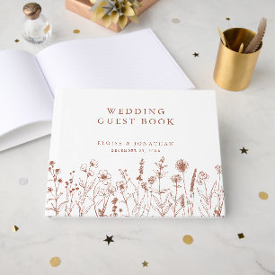 Livre D'or Mariage Brown minimaliste en terre cuite