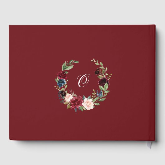 Livre D'or Mariage Burgundy Navy Blue Blush Floral (Verso)