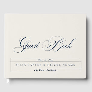 Livre D'or Mariage Calligraphie Ivoire Bleu Marine Classique