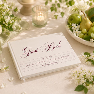 Livre D'or Mariage calligraphié ivoire de Bourgogne classique