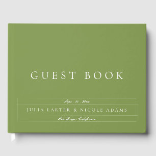 Livre D'or Mariage Calligraphie Ivoire Vert Olive Classique