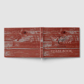 Livre D'or Mariage campagnard | Rouge Rustique Graine de bois (Complet)