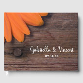 Livre D'or Mariage campagnard rustique en bois d'orange (Recto)