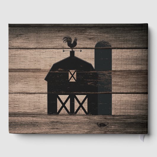 Livre D'or Mariage campagnard rustique Patiné en bois noir (Verso)