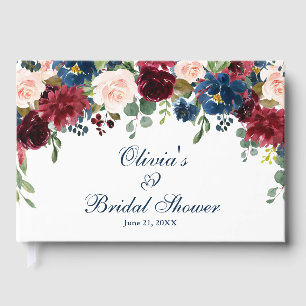 Livre D'or Mariage Champêtre Bourguignon Bleu Nuit Blush Flor