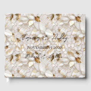 Livre D'or Mariage Chic Gold Glam White Lotus Flowers