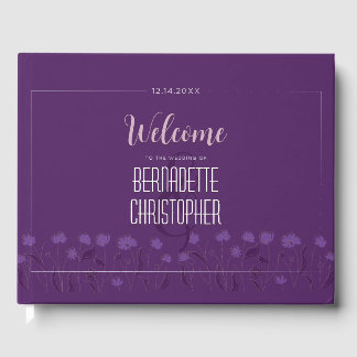 Livre D'or Mariage Chic Moderne Élégant Simple Lavande Purple