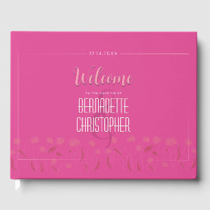 Livre D'or Mariage Chic Moderne Élégant Simple Rose