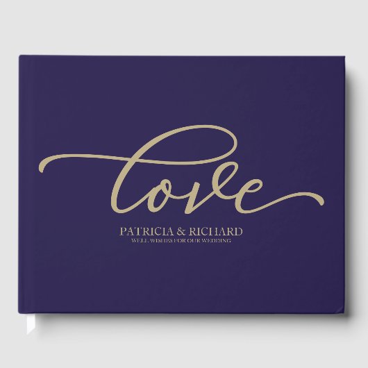 Livre D'or Mariage Chic Or Script Bleu Nuit (Recto)