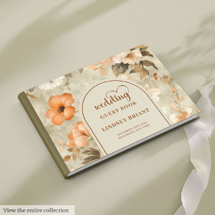 Livre D'or Mariage Chic Vintage Boho Terre Cuite Ivoire Olive