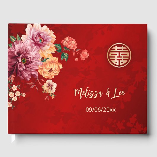 Livre D'or Mariage chinois de Peony Red (Recto)